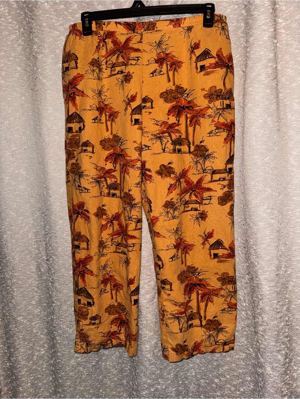 Y2K Coldwater Creek Tropical Linen Blend Pants XL Resort Coastal Grandma